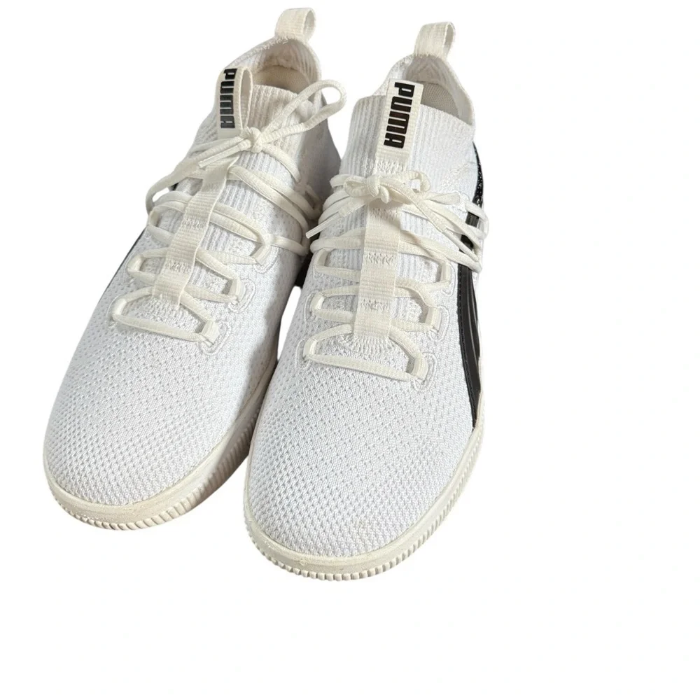 Puma Clyde Court Sneakers GW Jr Boys White Mesh with Black Stripe, size 5.5 - Picture 2 of 8